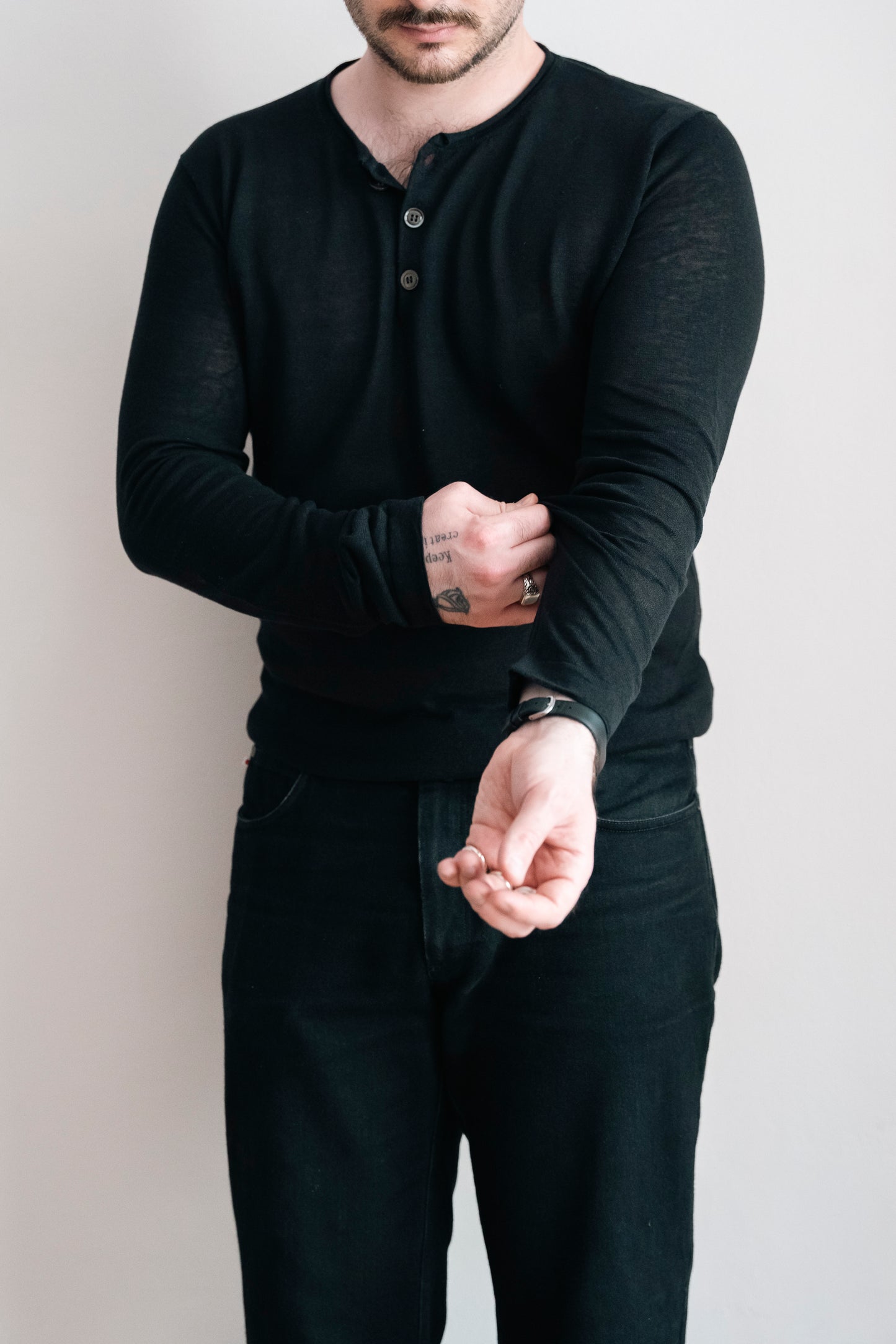 linen, silk and cotton henley