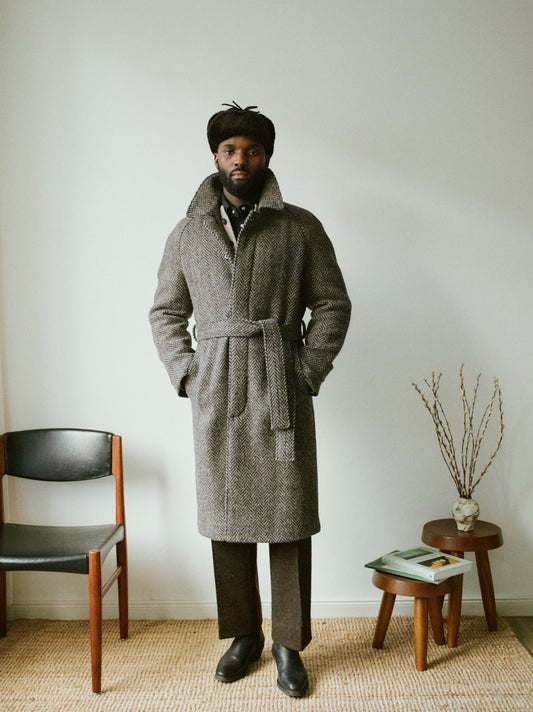 british undyed wool raglan coat (made to order)