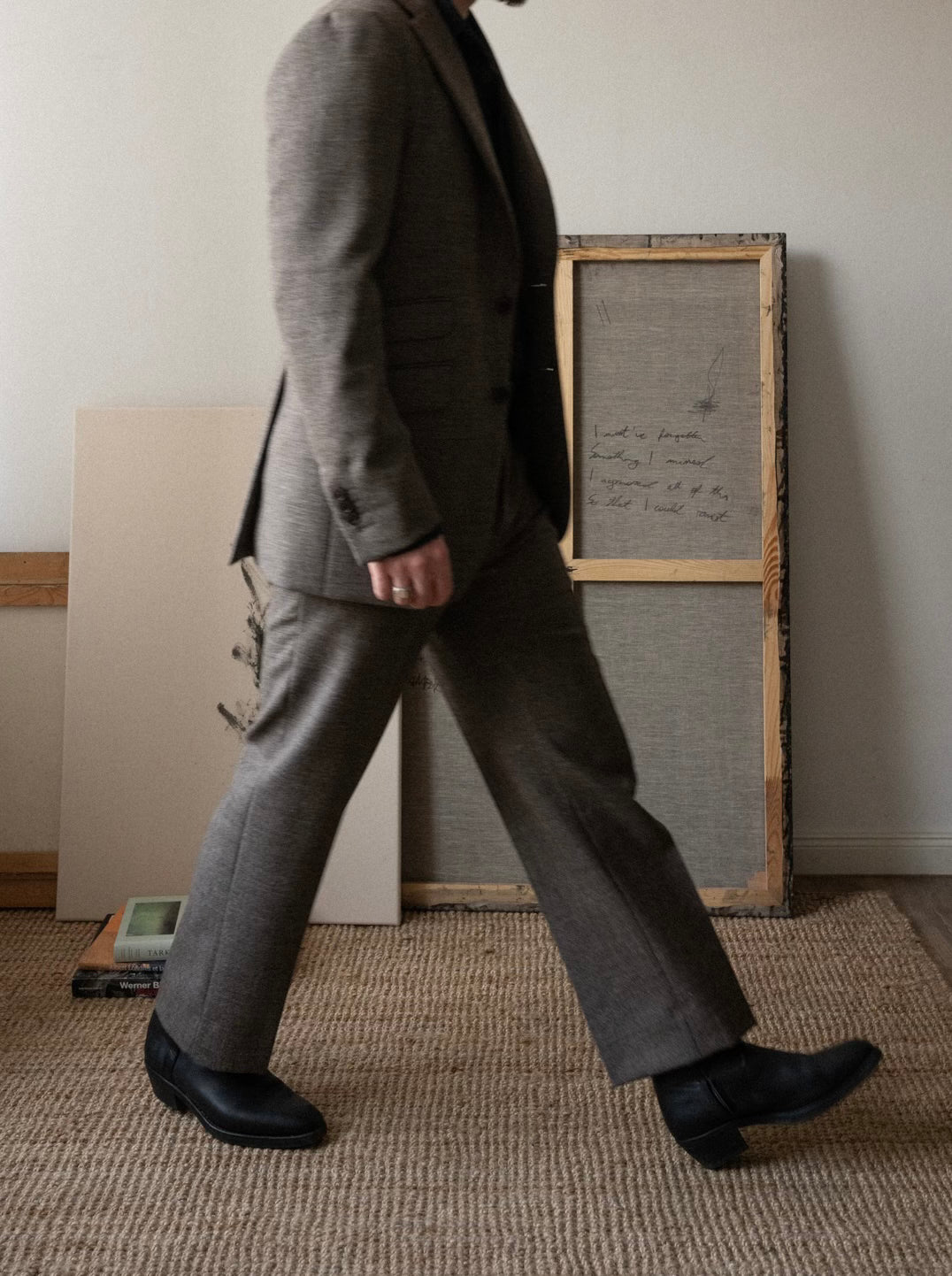 c. undyed british wool suit