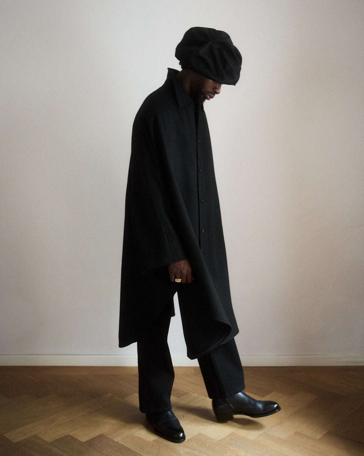 e. alpaka and merino loden cape (made to order)