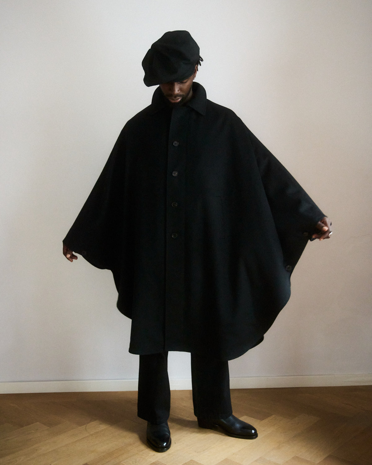 e. alpaka and merino loden cape (made to order)